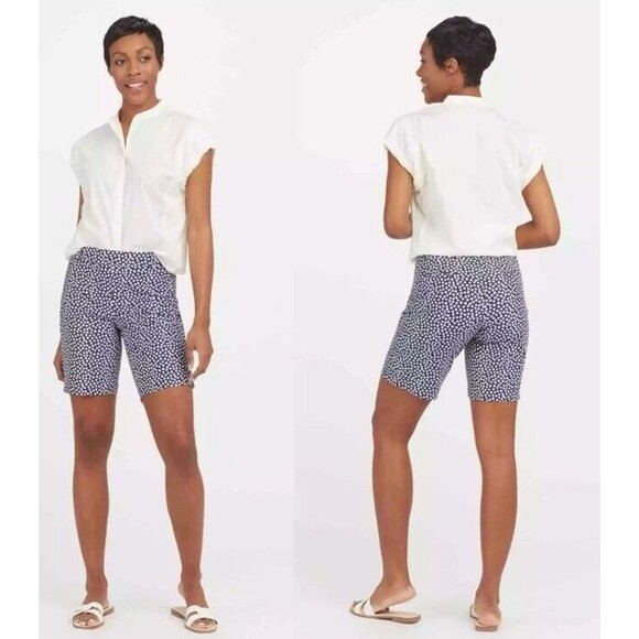 SPANX Pants - Spanx Sunshine Shorts, 10" Navy Printed Dot Size L,new
